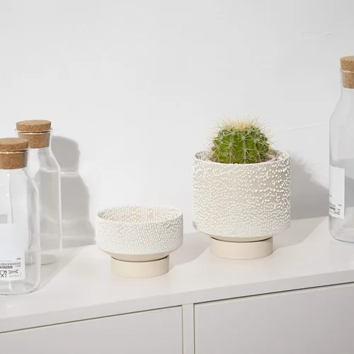 Miniatura 2 de UBEE Maceta de cerámica para plantas de interior Macetas de 5.5 pulgadas + 4.9 pulgadas con orificio de drenaje y platillo para aloe, plantas
