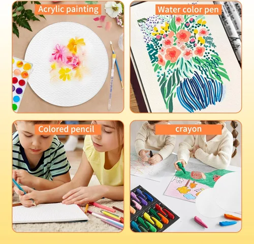 Miniatura 5 de WYKOO Hoja de papel de acuarela a granel, 7 tamaños de 5 x 7 pulgadas, 8 x 8 pulgadas, 9 x 12 pulgadas, etc., papel de color de agua para la mayoría