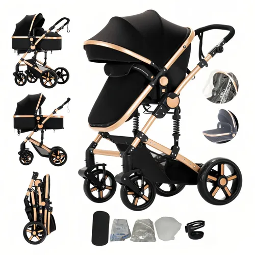 Miniatura 16 de Cochecito de bebé 2 en 1 con modo moisés, cochecito reversible, plegable con un solo clic, cochecito de viaje para recién nacido, cochecito