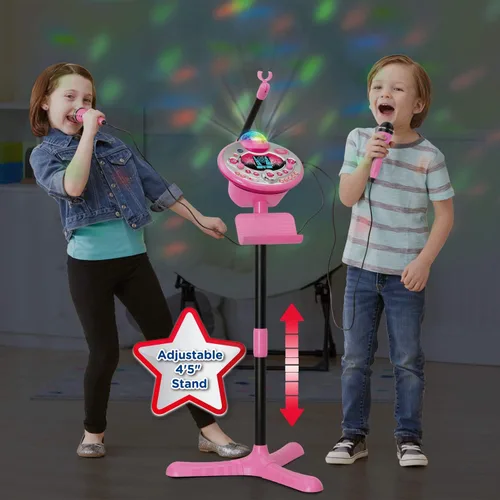 Miniatura 6 de VTech Kidi Star - Máquina de karaoke de lujo, 2 micrófonos con adaptador de CA, color rosa