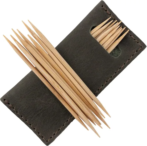 Miniatura 9 de Hide & Drink, Juego de 4 estuches para púas de dientes, accesorios de cocina, cuero de grano completo, hecho a mano, marrón bourbon Bourbon Marrón