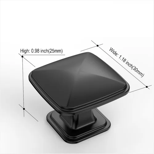 Miniatura 6 de Amerdeco K0003MB - Paquete de 10 pomos negros mate para cajones de armario de cocina, pomos de gabinete de cocina, manijas de gabinete de un solo