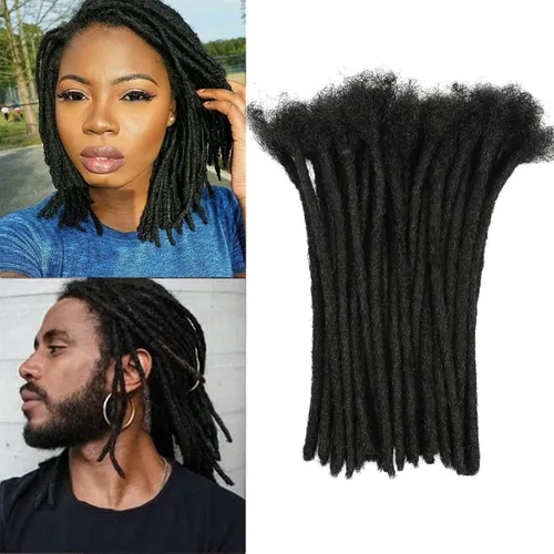 Miniatura 24 de Extensiones de cabello humano con 10 hebras de 6 pulgadas, 100 % hechas a mano, extensiones permanentes de rastas para mujeres y hombres, se pueden
