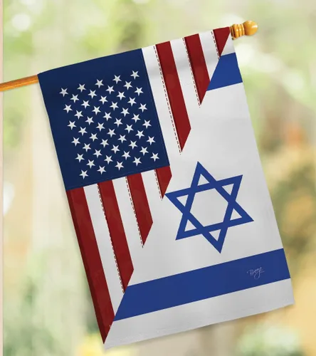 Miniatura 10 de Bandera estadounidense israelí Bandera de Israel juego de soportes de madera para banderas de pared, postes para exteriores de la casa, patio