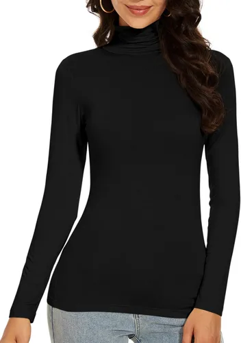 Miniatura 2 de Women's Turtleneck Long Sleeve Thermal Tops Slim Fitted Lightweight Thin Basics Layer Tshirt (XS-2XL)
