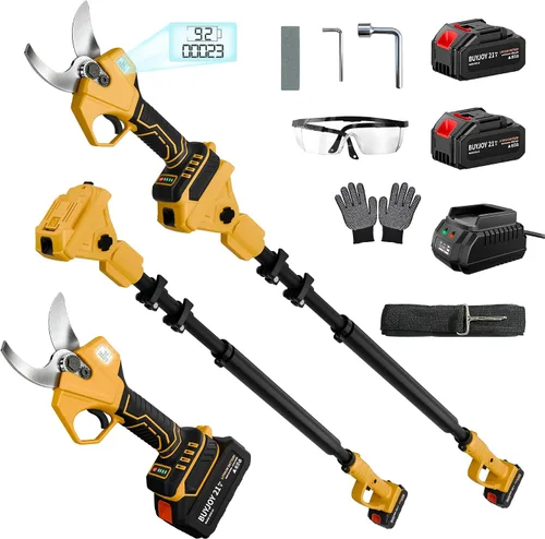 Miniatura 10 de Sierra de poste 4 en 1 y tijeras de podar eléctricas, podadora inalámbrica de 1.4 pulgadas de diámetro de corte, motosierra de 6 pulgadas para podar