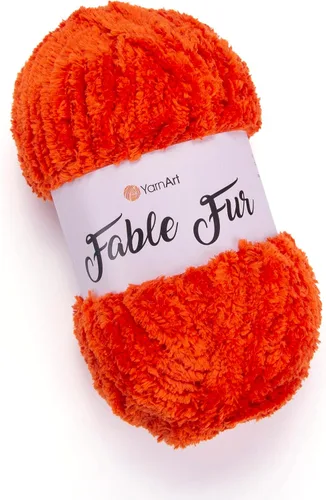 Miniatura 9 de Yarnart Fable Fur Hilo (100gr), Hilo de Pestañas Sintético Suave Grueso Esponjoso Falso Difuso para Ropa de Ganchillo Tejido de Punto Súper