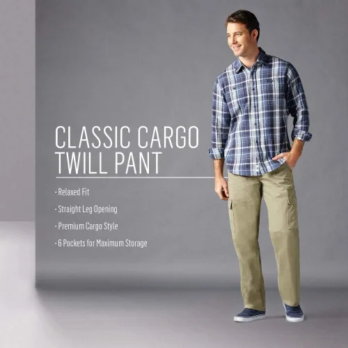 Miniatura 5 de Wrangler Authentics Pantalón cargo de sarga de ajuste relajado para hombre