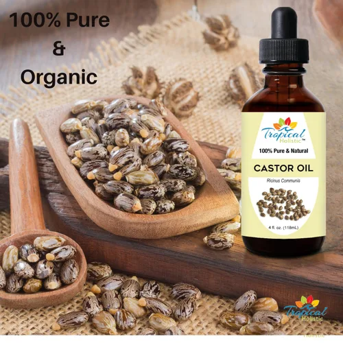 Miniatura 2 de Tropical Holistic Aceite de ricino orgánico puro de 4 onzas (grande), aceite de ricino prensado en frío totalmente natural sin hexano