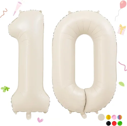 Miniatura 48 de Globos de números de 40 pulgadas del 0 al 9 dorados grandes del número 0, globos digitales para suministros de decoración de celebración de fiesta