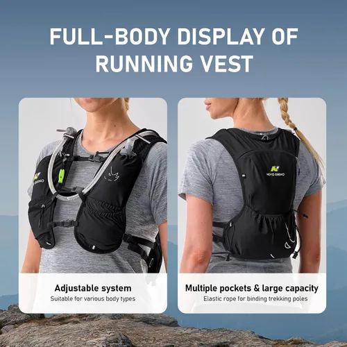 Miniatura 3 de N NEVO RHINO Chaleco para correr, chaleco de agua para correr de hidratación, 5.5 L, con bolsa de agua de 1.5 L, mochila de hidratación ligera