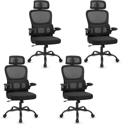 Miniatura 10 de CLATINA Silla ergonómica de escritorio de oficina con reposacabezas ajustable y soporte lumbar, brazos abatibles, respaldo alto, sillas ejecutivas