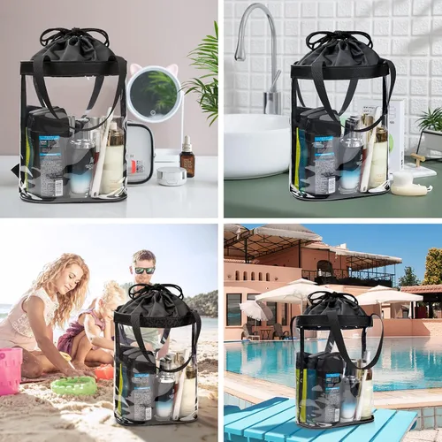 Miniatura 6 de Bolsas de maquillaje transparentes, bolsa de aseo aprobada por la TSA para viajes, bolsa de viaje transparente para artículos de tocador