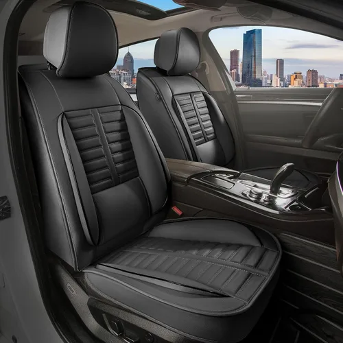Miniatura 19 de Juego de fundas de asiento de automóvil para GMC Canyon 2015-2025, juego de fundas de asiento delantero de cuero con soporte lumbar, protector