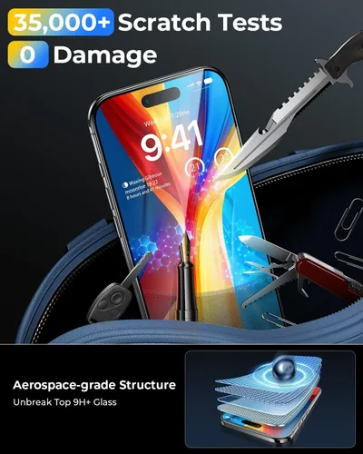 Miniatura 5 de MRGLAS TOP 9H+ - Paquete de 2 protectores de pantalla para iPhone 17 con protector de lente de cámara