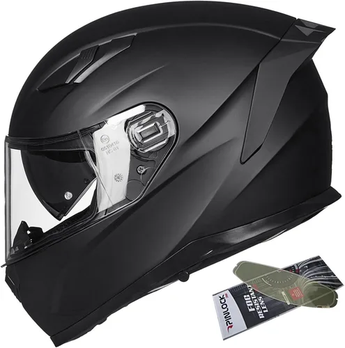 Miniatura 12 de ILM Cascos para moto de nieve y motocicleta con cara completa, película antiempañante Pinlock para hombres y mujeres, con visera térmica opcional