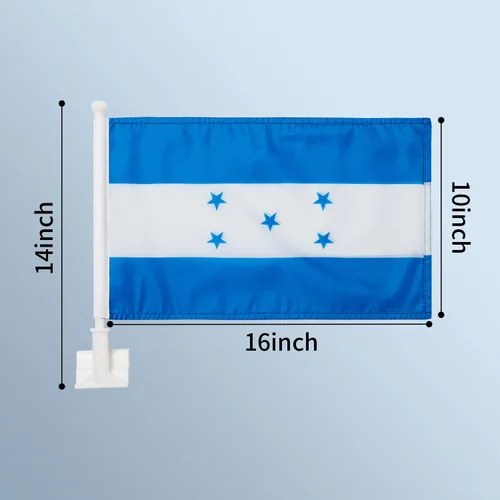Miniatura 2 de Paquete de 2 banderas de automóvil, bandera de Honduras para exteriores con bandera hondureña y mástil, el clip para ventana con logotipo