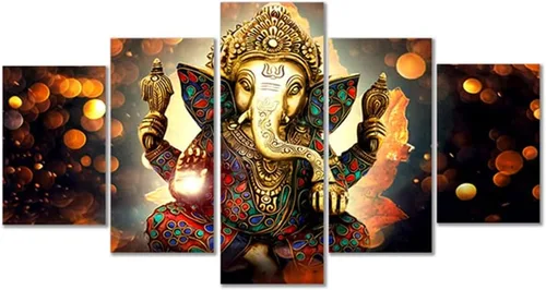 Miniatura 6 de LiftGather Pintura en lienzo para pared para sala de estar, oficina, baño, pintura decorativa, decoración moderna del hogar, 5 piezas, impresión