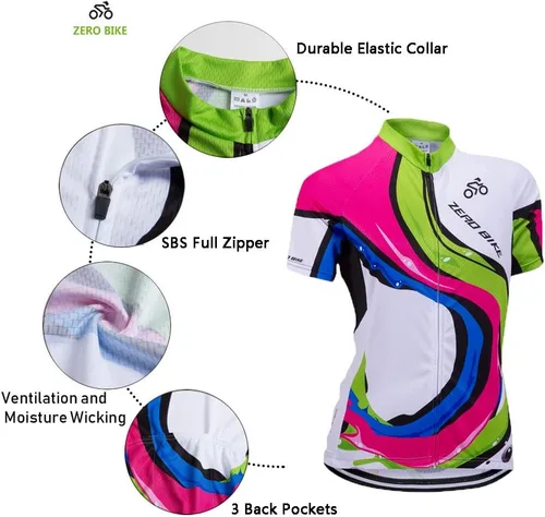 Miniatura 8 de Jersey de ciclismo para mujer, de manga corta, secado rápido, transpirable, para montaña.