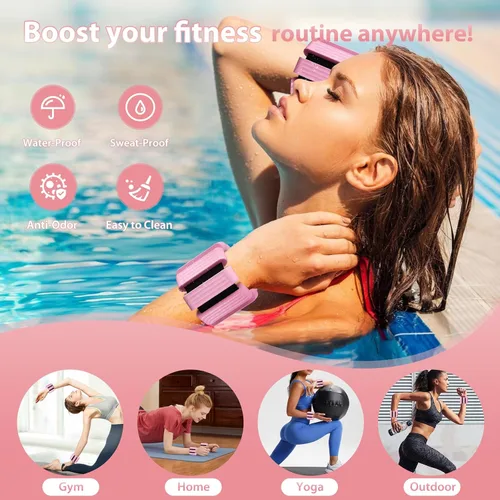 Miniatura 3 de Pesas de muñeca y tobillo de Pilates para mujeres - Brazaletes con peso ajustables para hombres, bandas de brazo con peso de 2 libras, pesas de pie