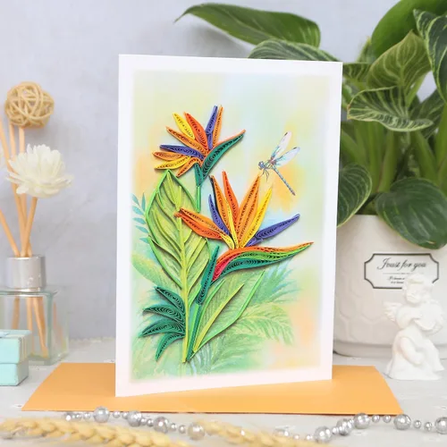 Miniatura 8 de KingKraft Tarjeta de felicitación de pájaro del paraíso Quilling, tarjeta de cumpleaños, tarjeta de aniversario para esposa, marido, tarjeta
