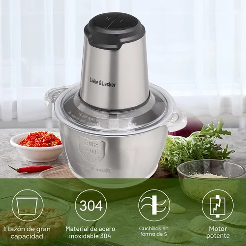 Miniatura 3 de Liebe&Lecker Procesador de alimentos, picadora de carne con 1 tazón de 8 tazas, picadora eléctrica de alimentos con 4 cuchillas afiladas grandes