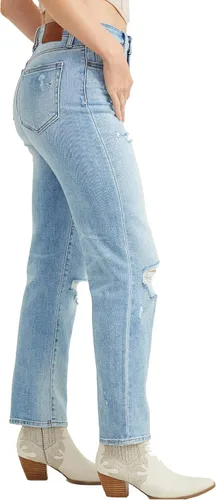Miniatura 2 de ALTAR'D STATE Jeans de talle alto para mujer, mezclilla rasgada con cierre de cremallera, azul y negro