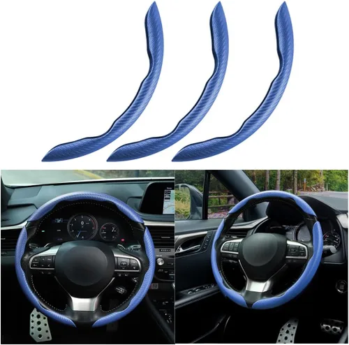 Miniatura 12 de Mandark 3 fundas de fibra de carbono para volante de automóvil, protector de volante de cuero antideslizante para automóvil, accesorios