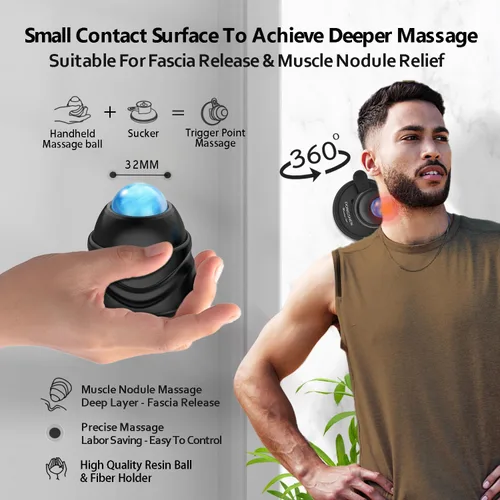 Miniatura 5 de Pelota de masaje de tejido profundo 2 en 1, rodillo de masaje muscular montable para aliviar el dolor, punto de gatillo, alivia la fascia, nudo