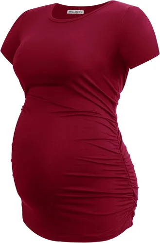 Miniatura 18 de Smallshow - Camiseta de maternidad para mujer, diseño de lados fruncidos, tipo túnica, prendas para el embarazo