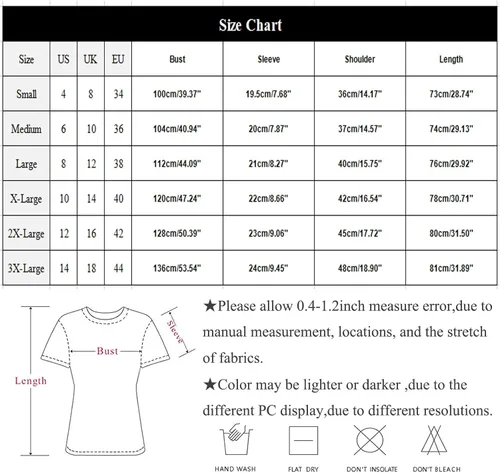 Miniatura 4 de KINGOLDON Camisas de manga corta para mujer, camisetas de verano con estampado de moda, blusas sueltas de manga corta con cuello redondo y abertura