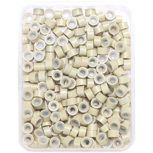 Miniatura 27 de 2500 piezas de cuentas de extensión de 5 mm negras, anillos micro con revestimiento de silicona, microenlaces punta I para extensiones de cabello
