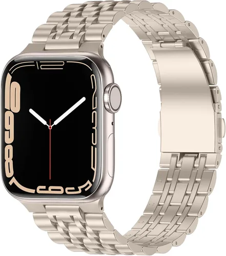 Miniatura 10 de Anlinser Correas de metal compatibles con Apple Watch de 1.65, 1.61, 1.57, 1.49 pulgadas para mujeres y hombres, correa de repuesto de acero Negro