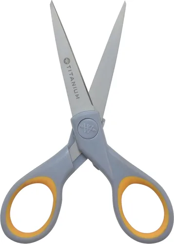 Miniatura 5 de Tijeras Westcott de titanio con asas de agarre suave, Gris/amarillo