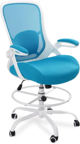 Miniatura 11 de HYLONE Silla de dibujo resistente de 400 libras, asiento grueso de 5 pulgadas, silla de oficina con reposabrazos abatibles, silla ergonómica alta