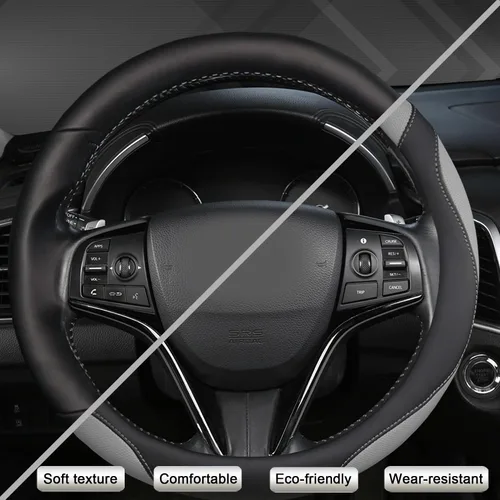 Miniatura 5 de West Llama Funda personalizada para volante de automóvil Honda Accord CR-V HR-V Pilot Odyssey (negro + gris, tamaño estándar)