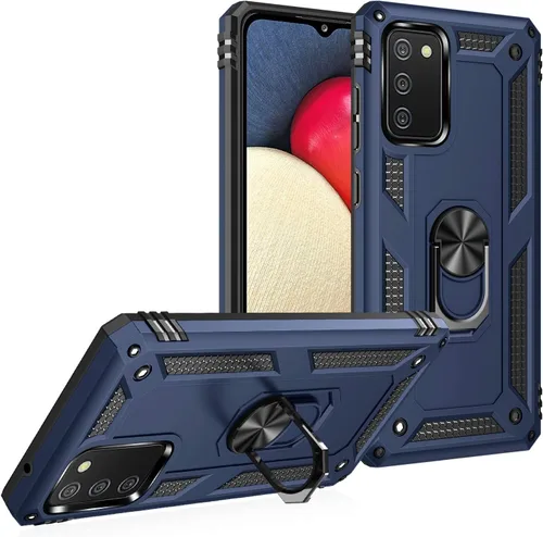 Miniatura 11 de Dionsibei Carcasa de grado militar para Samsung Galaxy A02S, anillo giratorio de metal 360, soporte de soporte, armadura, resistente, a prueba