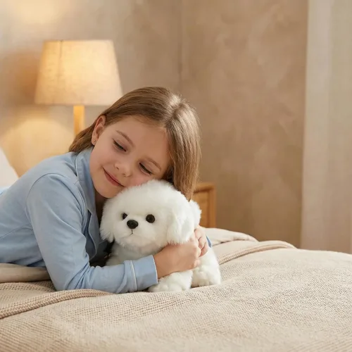 Miniatura 4 de CU-MATE Juguetes de peluche maltés de 12 pulgadas, simulación realista y realista, juguete de peluche suave hecho a mano, regalo para niños y niñas