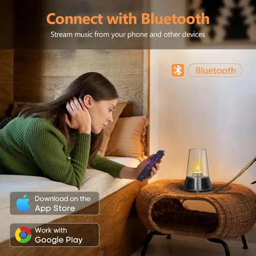 Miniatura 2 de Mufoli Altavoz Bluetooth portavelas con portavelas, altavoz inalámbrico portátil con portavelas, potente altavoz de sonido de 360 ° de 10 W