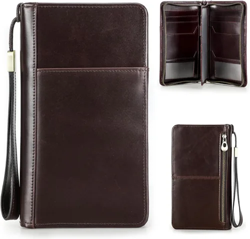 Miniatura 10 de Funda de cuero de grano superior para pasaporte de viaje para hombre y mujer, hecha a mano para 4 pasaportes y múltiples tarjetas, bloqueo RFID