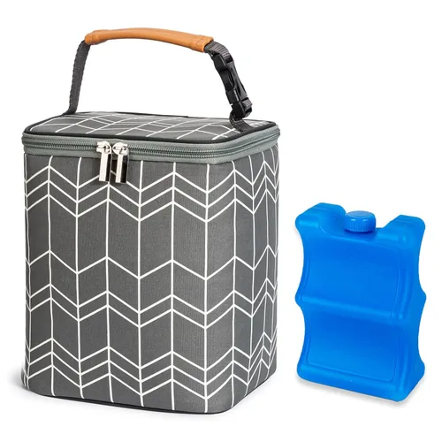 Bolsa térmica para leche materna BABEYER con paquete de hielo, se ajusta a 4 biberones de hasta 9 onzas, bolsa grande para biberones para madres Ola