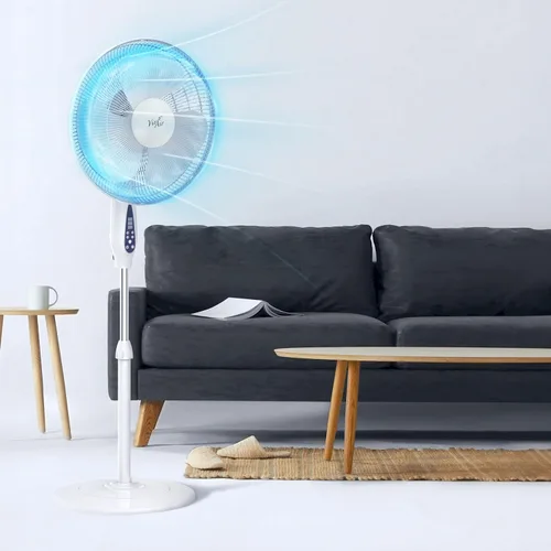 Miniatura 7 de Vie Air Ventilador de soporte oscilante de 3 velocidades de 16 pulgadas con temporizador de 7.5 horas, 1400 RMS y control remoto (blanco)