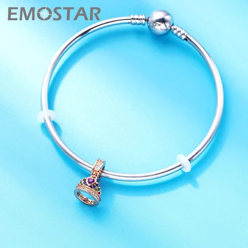 Miniatura 5 de EMOSTAR Rose Gold Valentine's Day Charms fits European Bracelet, Boy and Girl in Love, I Love You Gesture, Stars Crescent Moon, Crown, Celtic Knot