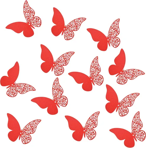 Miniatura 3 de 12 calcomanías de pared de mariposa 3D, decoración de pared de bricolaje, mariposas de papel extraíbles, decoración de dormitorio de niños y boda