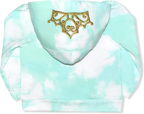 Miniatura 3 de Disney Princess - Paquete de 2 sudaderas con capucha y pantalón deportivo para niñas color verde teñido anudado