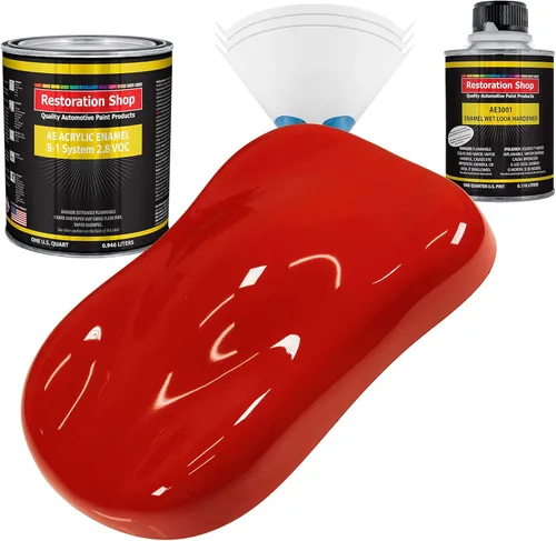 Miniatura 17 de Restoration Shop - Pintura de esmalte acrílico Monza Red para autos - Kit completo de pintura de galón - Recubrimiento profesional de alta Rojo