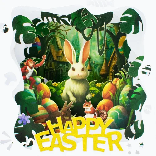 Miniatura 8 de Tarjetas emergentes de Pascua de Animal Garden, tarjeta de feliz Pascua, tarjeta de conejo de Pascua, tarjeta de felicitación de Pascua, tarjetas