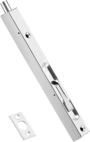 Cerradura de puerta oculta, acero inoxidable 304 plateado 304 de 8 pulgadas de seguridad para puerta, cerradura de perno deslizante de puerta