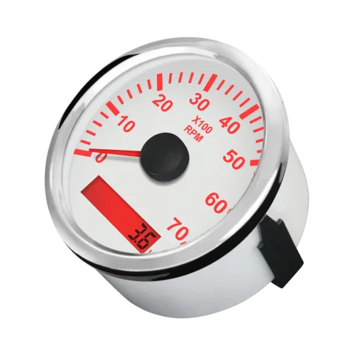 Miniatura 3 de ELING Tacómetro REV Contador RPM Medidor con medidor de horas 0-7000RPM 3.346 in 12V 24V con retroiluminación Blanco y acero inoxidable