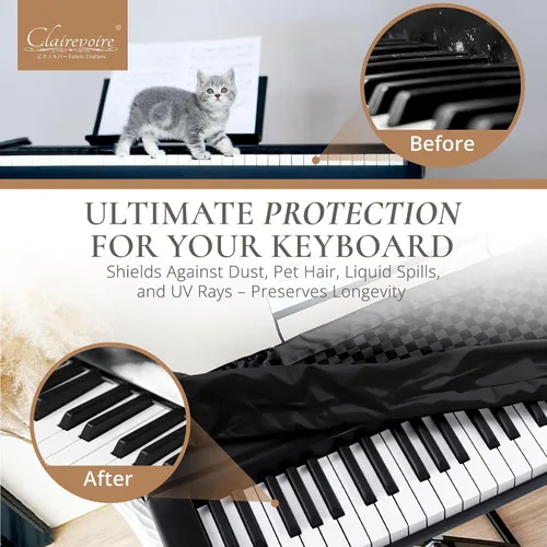 Miniatura 3 de Clairevoire Funda impermeable para piano y teclado Yamaha DGX670, DGX660, DGX650, fundas de teclado para piano digital, protección de piano Ébano